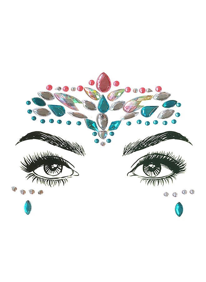 ملصقات أوشام مؤقتة لامعة للجسم بتصميم مجوهرات للحفلات متعدد الألوان