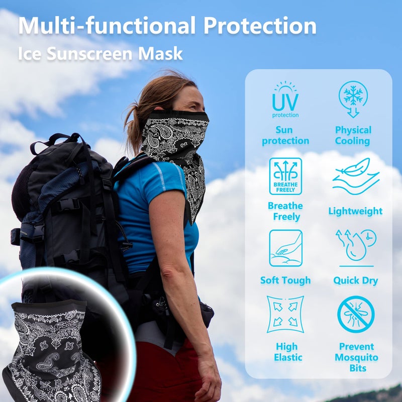 RIDEIWAKE Bandana Mask Extended Ice Silk Triangle Balaclava Face Mask Breathable Half Face Neck Cover Head Scarf for Men Women Dustproof Sun Windproof Cycling Outdoors Festivals Sportsï¼ˆPaisley Face Maskï¼‰ - Image 2
