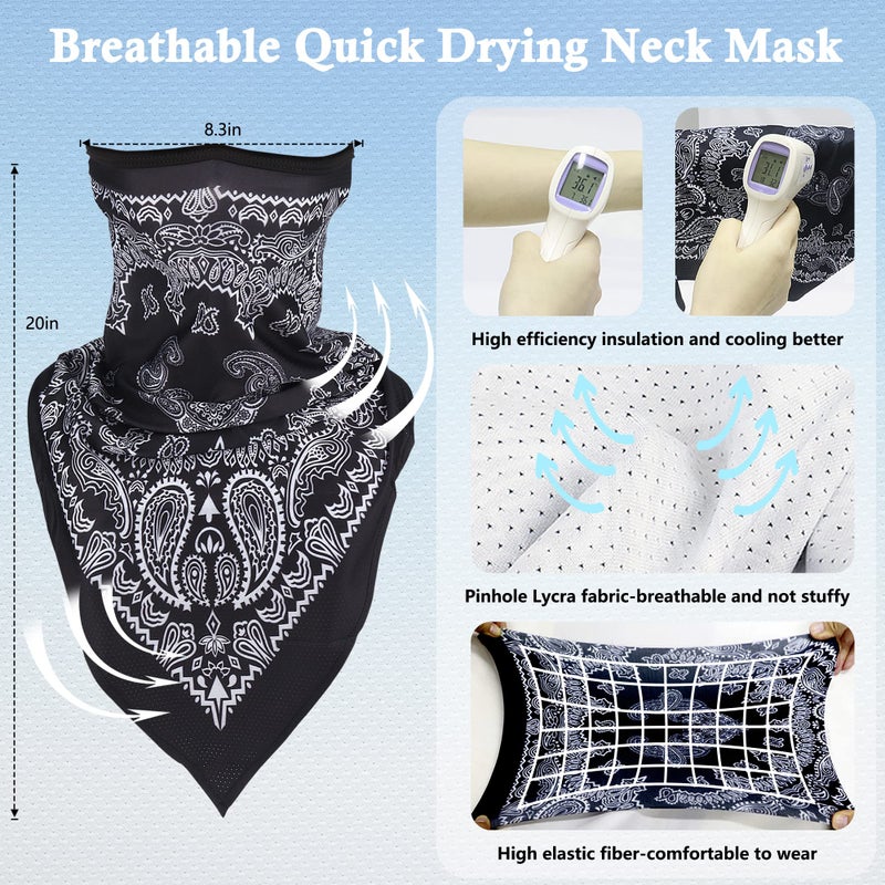 RIDEIWAKE Bandana Mask Extended Ice Silk Triangle Balaclava Face Mask Breathable Half Face Neck Cover Head Scarf for Men Women Dustproof Sun Windproof Cycling Outdoors Festivals Sportsï¼ˆPaisley Face Maskï¼‰ - Image 3