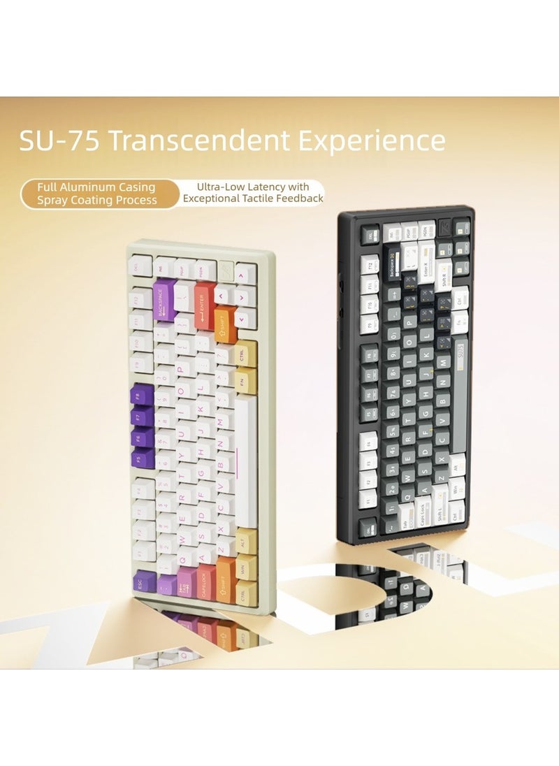 ZIDLI - ZIDLI SU-75 Mechanical Keyboard - CNC Aluminum Block (Alu Block), Triple Mode (Wired/2.4G/Bluetooth), Gasket Structure for Tactile Feedback, 75% Hot-Swap PBT Keycaps with KTT Switches, 16M RGB, 6000mAh Battery - Image 1