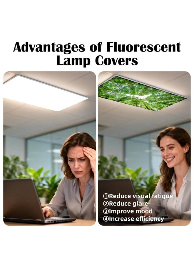 ANGSYLTH 4 Pcs Fluorescent Light Covers - Classroom, Office 4 x 2 Feet Flame Retardant Magnetic Covers for Ceiling Lights Filters (Spring & Forest) - Image 5