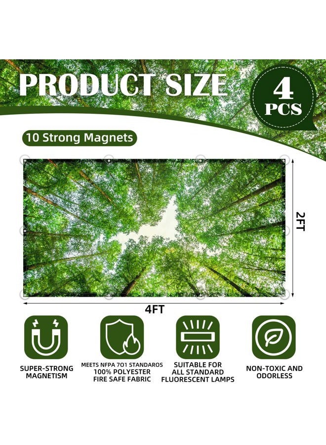 ANGSYLTH 4 Pcs Fluorescent Light Covers - Classroom, Office 4 x 2 Feet Flame Retardant Magnetic Covers for Ceiling Lights Filters (Spring & Forest) - Image 2