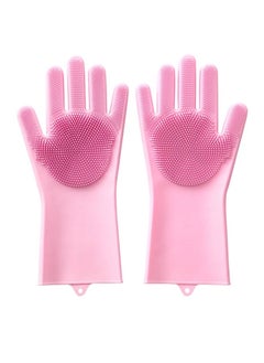 Yuwell Magic Silicone Gloves With Wash Scrubber Pink 