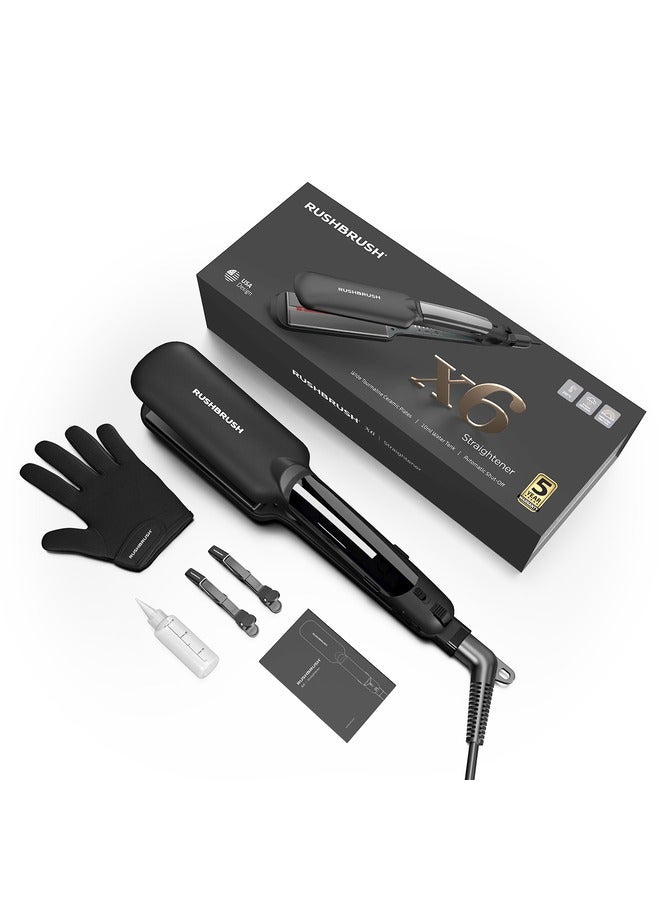 راش براش "مكواة فرد الشعر X6 اسود 235° سيلزيوس ,بخار ,Infared ,اغلاق اتوماتك ,ألواح عريضة من التورمالين سيراميك تقنية الأشعة تحت الحمراء" - Image 1