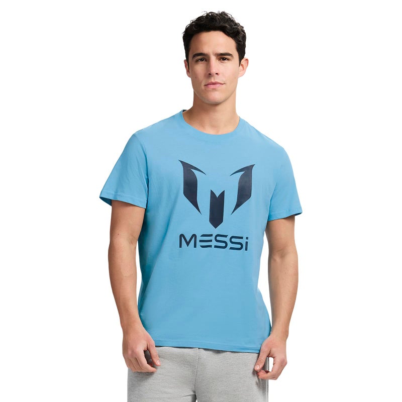 تي شيرت ميسي للرجال بولوغو وينغستار أسلوب حياة بأكمام قصيرة مقاس كبير باللون الأزرق الهوائي