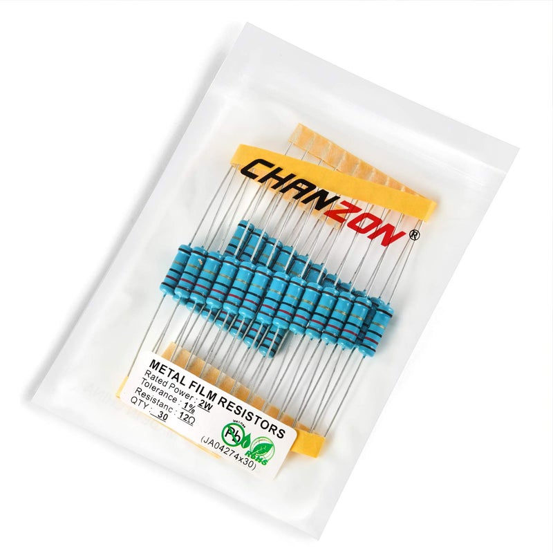 CHANZON 30pcs 2W 12 Ω ohm Metal Film Fixed Resistor 0.01 ±1% Tolerance 12R MF Through Hole Resistors Current Limiting Rohs Certificated - Image 1