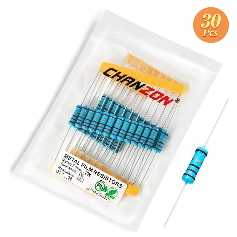 CHANZON 30pcs 2W 12 Ω ohm Metal Film Fixed Resistor 0.01 ±1% Tolerance 12R MF Through Hole Resistors Current Limiting Rohs Certificated - Image 5