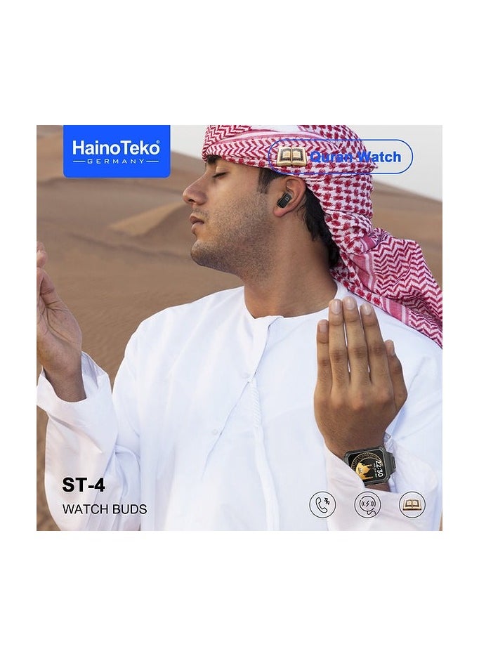 Haino Teko Haino Teko ST4 Smart Watch Buds with Quran Full 114 Chapter and  Advanced Smart Technology for Men and Boys, Perfect for Quran Recitation and Music Playback  - Image 2