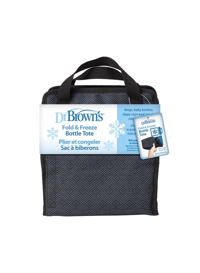 Dr. Brown's Dr. Brown's Fold & Freeze Bottle Tote, Travel Baby Bottle Insulated Cooler Bag, Store Up to 6 Baby Bottles, Black, BPA Free - Image 1