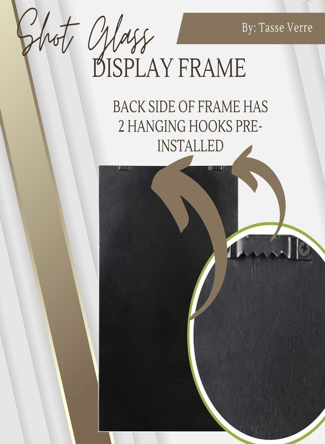 Tasse Verre 30 Shot Glass Shelf Display Case (1-Pack) - Large Wooden Collectibles Rack - Wall Mounted Black Bar Shadow Box Minifigure Storage, 16.7x12.2” - Image 5