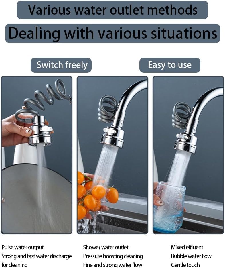 ASHAPURA CREATION 360Rotatable Swivel Faucet Filter Shower Extender Head With Hose Connector Aerator Movable Tap Extension Replacement Sprayer Watersaving Filter Fuvaro Bubbler Nozzle For KitchenBathroom Sink - Image 2