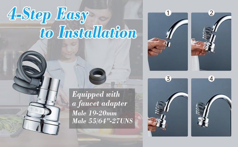 ASHAPURA CREATION 360Rotatable Swivel Faucet Filter Shower Extender Head With Hose Connector Aerator Movable Tap Extension Replacement Sprayer Watersaving Filter Fuvaro Bubbler Nozzle For KitchenBathroom Sink - Image 3