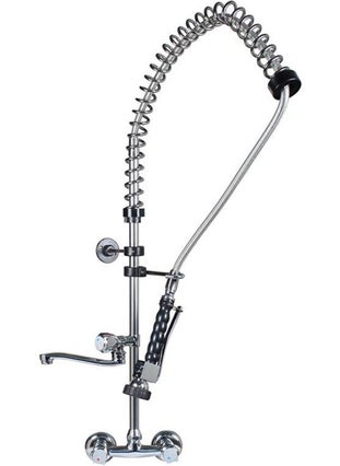 Eurofaz Wall Mounted Industrial Kitchen Faucet with Angle Tap Pre-Wash Shower 104 