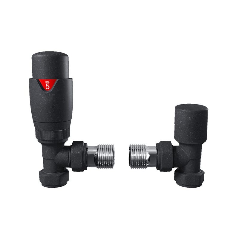 Generic Home Standard Anthracite Angled Thermostatic Radiator Valve TRV & Lock Shield Valve | For Heated Towel Rails & Central Heating Radiators  - Image 2