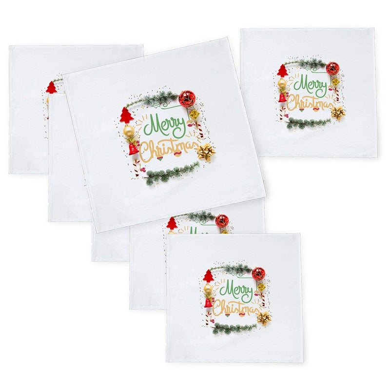 Khakee 6 Pcs Christmas Theme Tafta Silk Table Napkins 10x 10 for Xmas Decoration Christmas OrnamentsChristmas Gift npxmas115P - Image 1