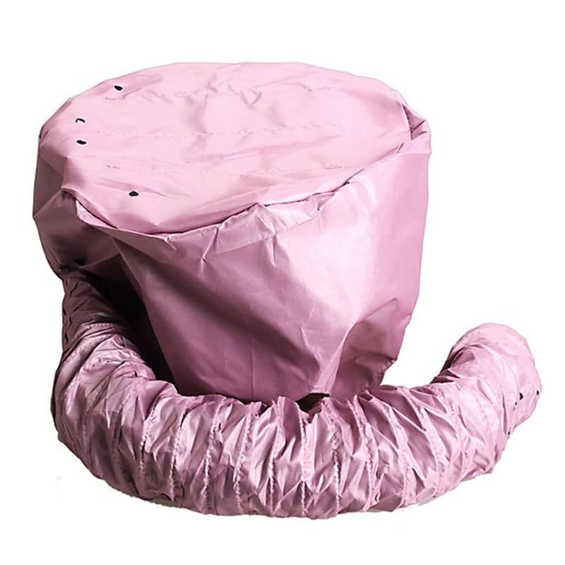 Hair Dryer Bonnet Hood, Hair Dryer Bonnet Adjust Lanyard Hairdryer Attachment Hat for Deep Conditioning Hair Drying (Pink)