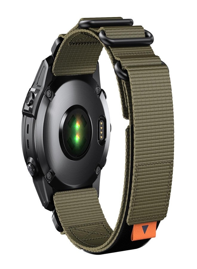 انكول سوار ساعة ANCOOL لساعات Fenix 7X/Fenix 3/6X/5X، سوار ساعة من النايلون مقاس 26 مم لساعات Fenix 6X Pro/Tactix 7/Epix Pro مقاس 51 مم (أخضر عسكري) - Image 1