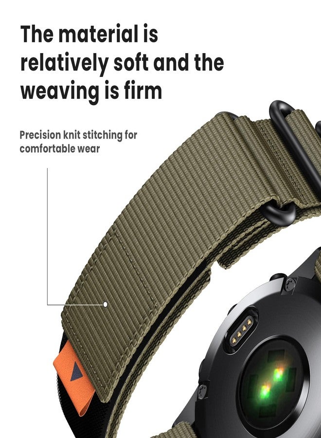 انكول سوار ساعة ANCOOL لساعات Fenix 7X/Fenix 3/6X/5X، سوار ساعة من النايلون مقاس 26 مم لساعات Fenix 6X Pro/Tactix 7/Epix Pro مقاس 51 مم (أخضر عسكري) - Image 2