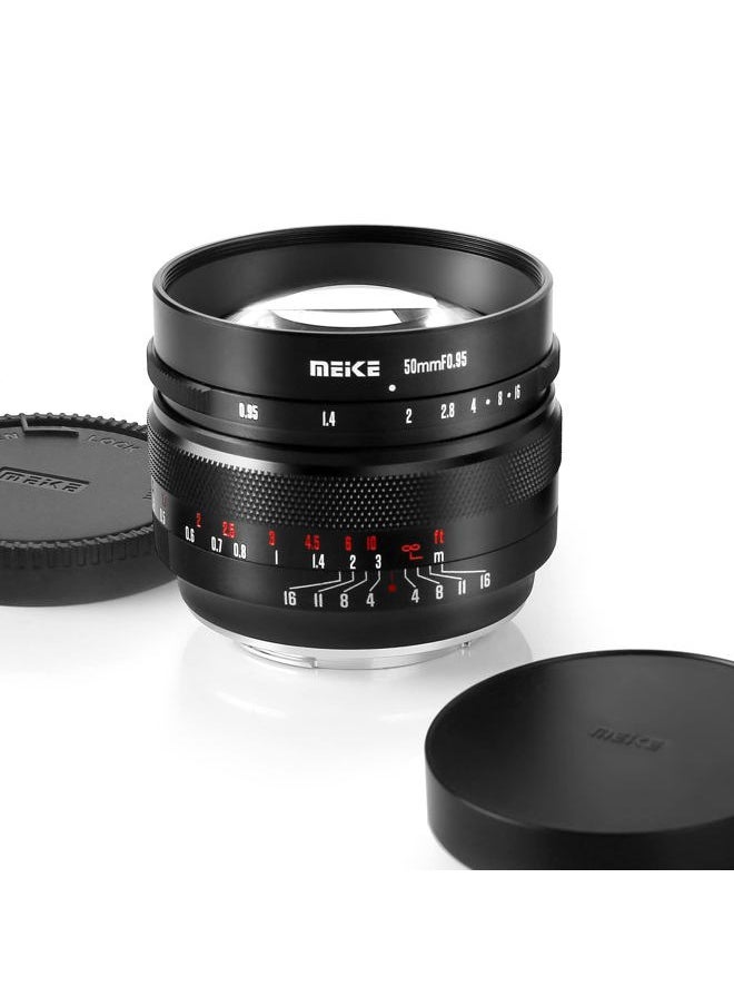 Meike - 50mm f0.95 Standard Aperture Manual Focus Fixed Lens APS-C Compatible with Sony E-Mount Mirrorless Cameras ZV-E10 ZVE10 II NEX 5R NEX 6 7 A6600 A6400 A5000 A5100 A6000 A6100 A6300 A6500 A3000 - Image 1