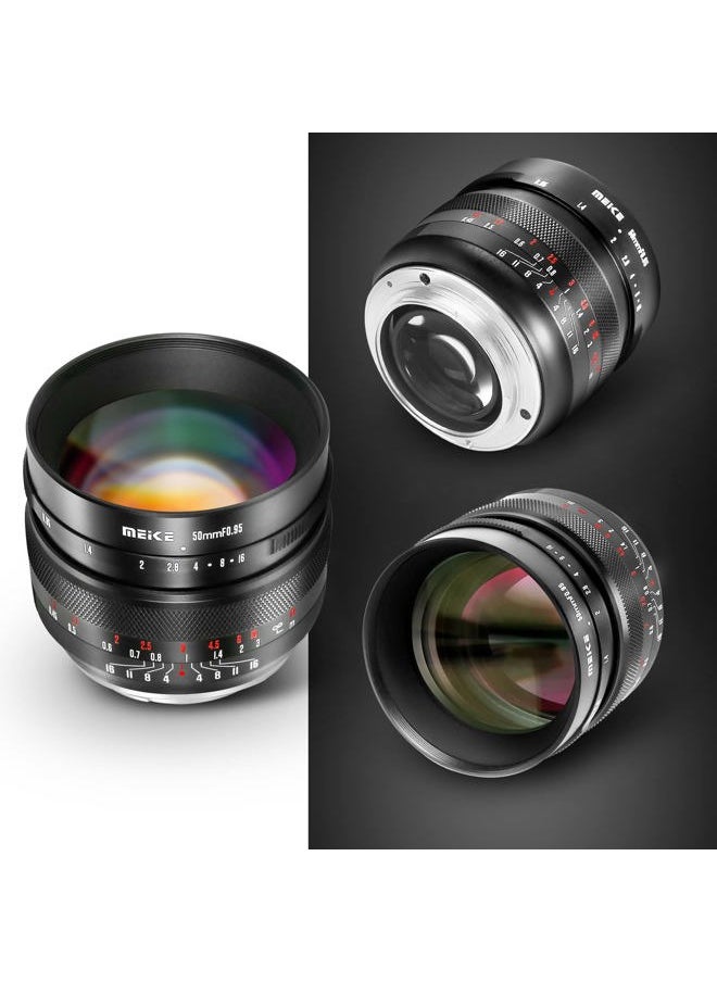 Meike - 50mm f0.95 Standard Aperture Manual Focus Fixed Lens APS-C Compatible with Sony E-Mount Mirrorless Cameras ZV-E10 ZVE10 II NEX 5R NEX 6 7 A6600 A6400 A5000 A5100 A6000 A6100 A6300 A6500 A3000 - Image 1