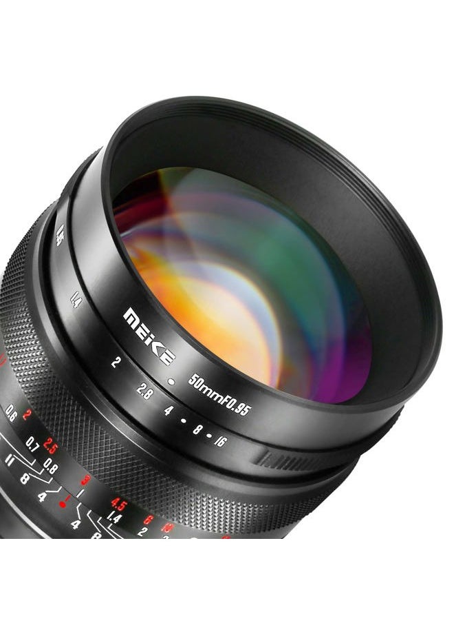 Meike - 50mm f0.95 Standard Aperture Manual Focus Fixed Lens APS-C Compatible with Sony E-Mount Mirrorless Cameras ZV-E10 ZVE10 II NEX 5R NEX 6 7 A6600 A6400 A5000 A5100 A6000 A6100 A6300 A6500 A3000 - Image 1