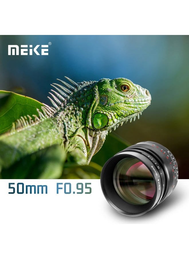 Meike - 50mm f0.95 Standard Aperture Manual Focus Fixed Lens APS-C Compatible with Sony E-Mount Mirrorless Cameras ZV-E10 ZVE10 II NEX 5R NEX 6 7 A6600 A6400 A5000 A5100 A6000 A6100 A6300 A6500 A3000 - Image 1