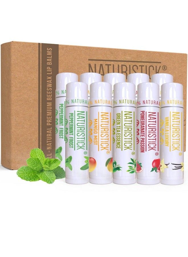 Naturistick 10Pack Lip Balm Gift Set By Naturistick. Assorted Flavors. 100% Natural Ingredients. Best Beeswax Chapsticks For Dry Chapped Lips. Made In Usa For Men Women And Children  - Image 2