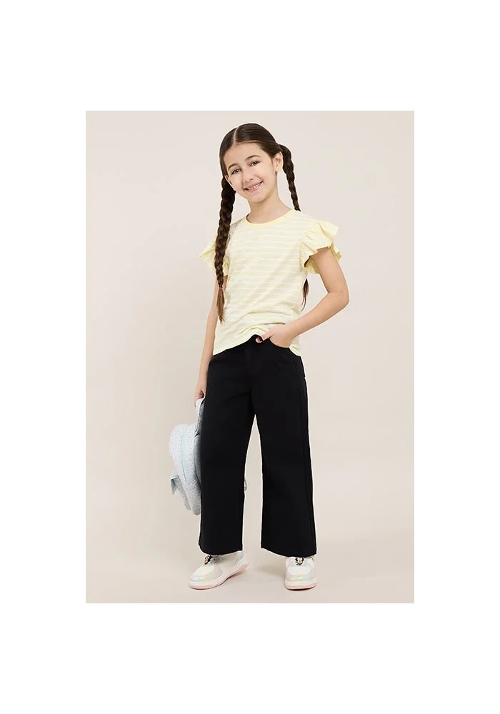 أر أند بي Solid Wide Leg Pants with Drawstring Waist