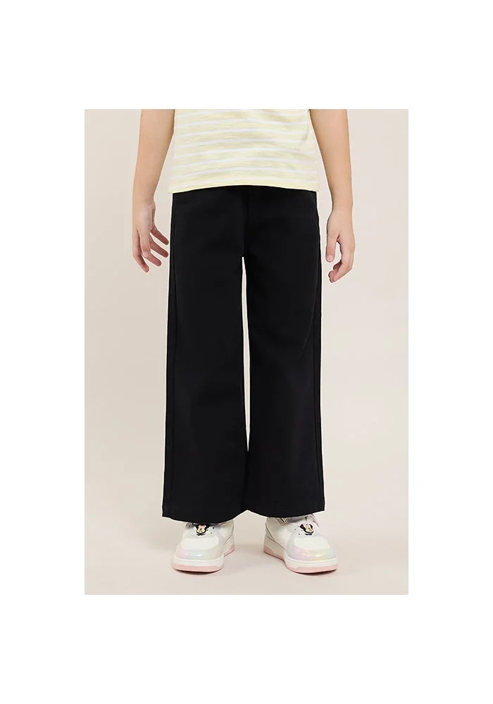 أر أند بي Solid Wide Leg Pants with Drawstring Waist