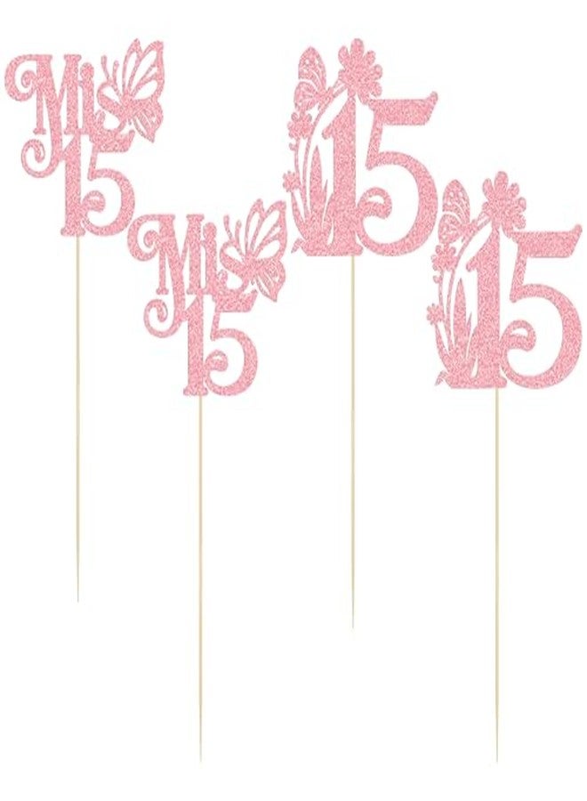 Ephlyn 12Pcs Happy 15th Birthday Centerpiece Sticks Hello 15 Sweet 15 Table Flower Centerpieces Sticks Fifteen Mis 15 Quince Floral Decorations for Cheers to 15 Theme Anniversary Party Supplies Pink - Image 4