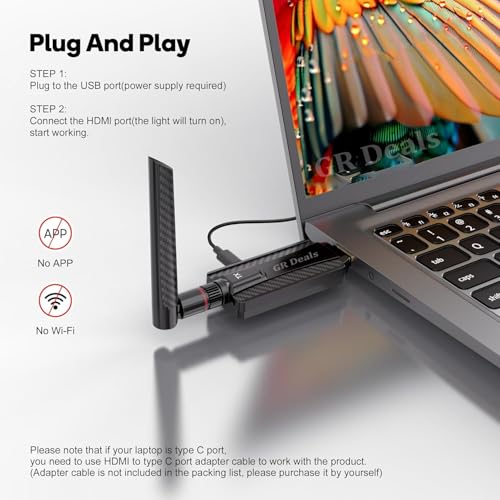 GR Deals Wireless HDMI Transmitter and Receiver, Wireless HDMI 4K Decode 1080P Output, 656ft/200m Long Range, Plug & Play Extender for Streaming Video from TV Box/PC/Laptop to Monitor.(Black) - Image 5