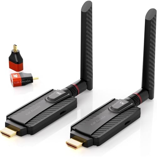 GR Deals Wireless HDMI Transmitter and Receiver, Wireless HDMI 4K Decode 1080P Output, 656ft/200m Long Range, Plug & Play Extender for Streaming Video from TV Box/PC/Laptop to Monitor.(Black) - Image 1