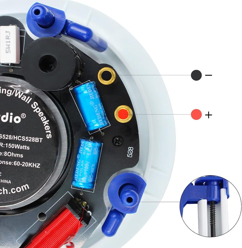 Herdio 5.25 Inches 300 Watts Round Bluetooth Ceiling Speakers 2 Way Flush Mount Sound Bathroom Speaker For Bedroom Home Living Room - Image 2