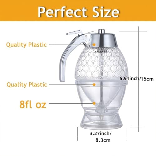 Divinext Honey Dispenser - Maple Syrup Dispenser Glass - Beautiful Comb Shaped Honey Pot ,15 X 10 X 8 CM ,Transparent - Image 5