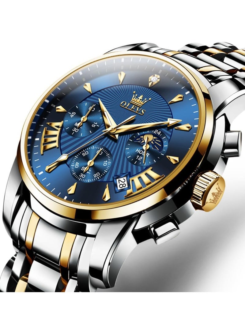 OLEVS Watches for Mens Stainless Steel Analog Quartz Wrist Watches Date Waterproof Luminous Business Casual Male Watches - Image 2