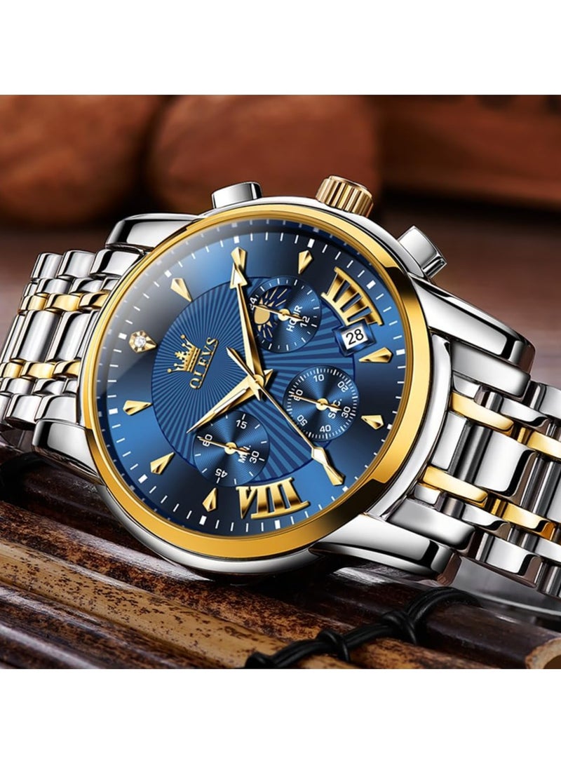 OLEVS Watches for Mens Stainless Steel Analog Quartz Wrist Watches Date Waterproof Luminous Business Casual Male Watches - Image 3