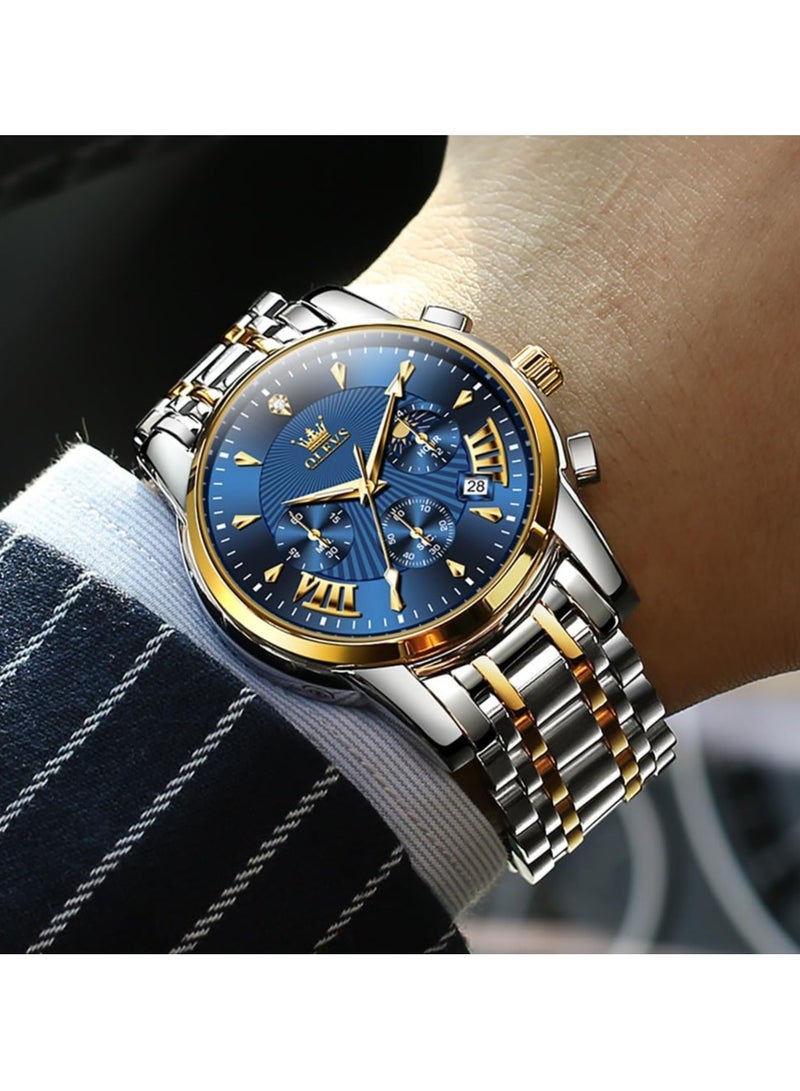 OLEVS Watches for Mens Stainless Steel Analog Quartz Wrist Watches Date Waterproof Luminous Business Casual Male Watches - Image 5