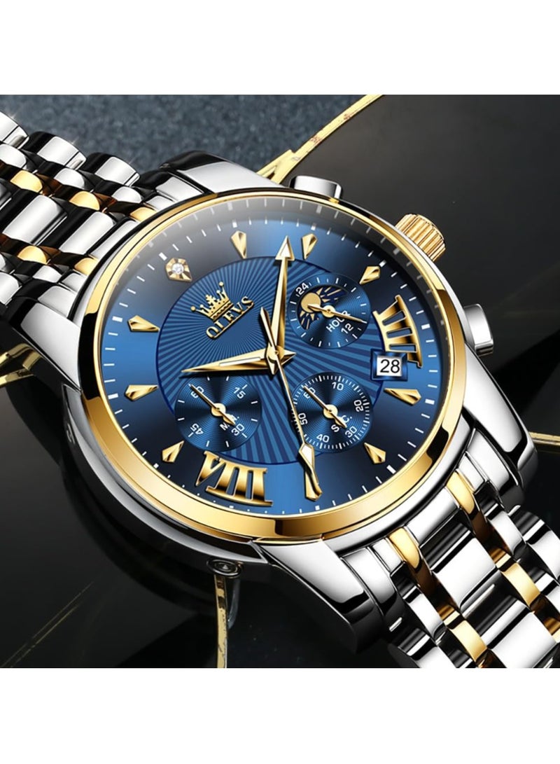 OLEVS Watches for Mens Stainless Steel Analog Quartz Wrist Watches Date Waterproof Luminous Business Casual Male Watches - Image 4