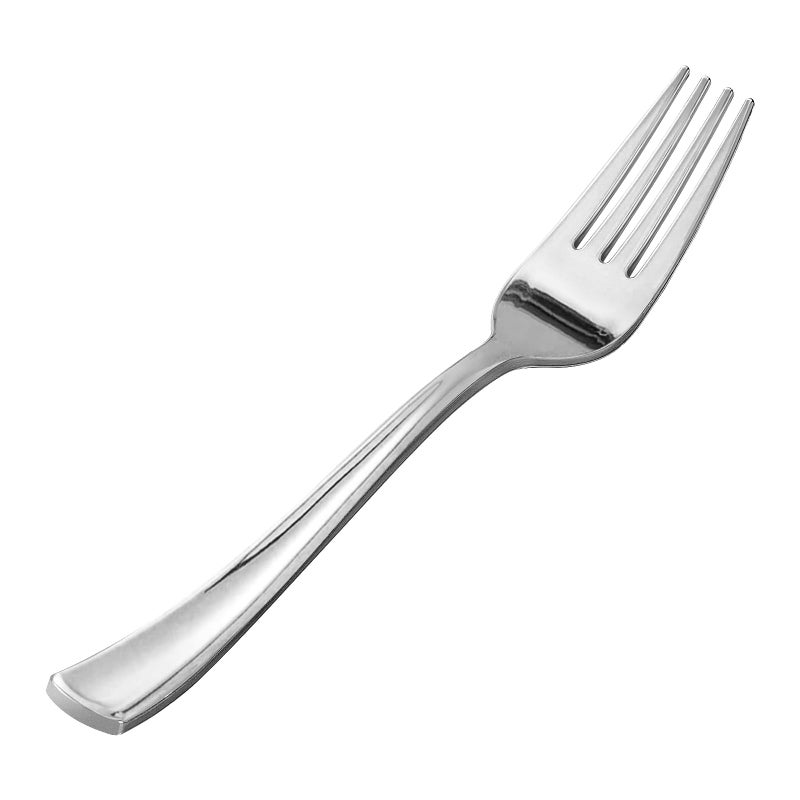 Goodluck 50 Pack Plastic Forks  Heavy Duty Disposable Silver Plastic Cutlery for Weddings and Parties