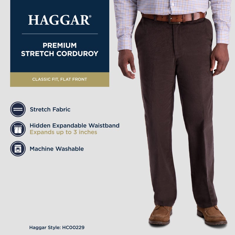Haggar Menâ€™s Premium Stretch Corduroy Classic Fit Pant Camel 32W x 32L - Image 5