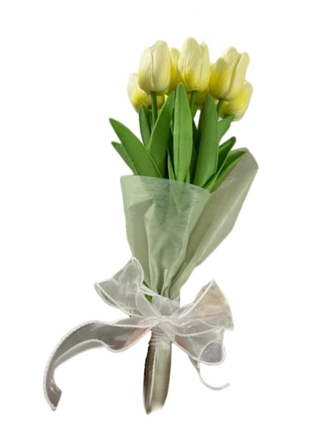 12pcs Artificial Flower Latex Luxury Tulip Bouquet Real Touch Artificial Flowers, Suitable for Wedding, Home Room, Hotel, Event, Valentine's Day, Party, Home Decoration, New Year Gift. - Image 3