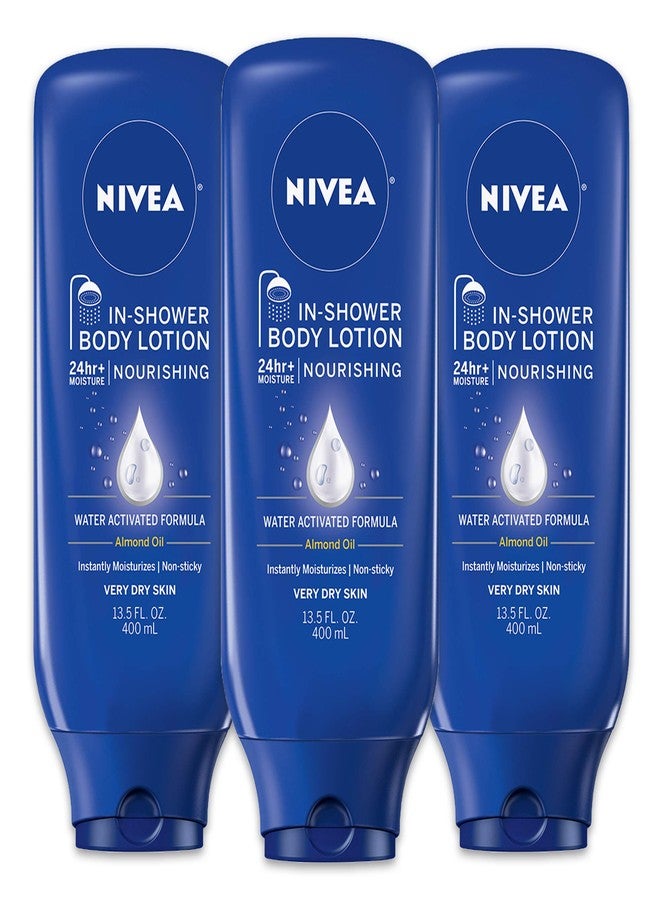 Nivea لوشن نيفيا المغذي في الحمام، لوشن للجسم للبشرة الجافة، زجاجة سعة 13.5 أونصة سائلة (عبوة من 3)  - Image 1