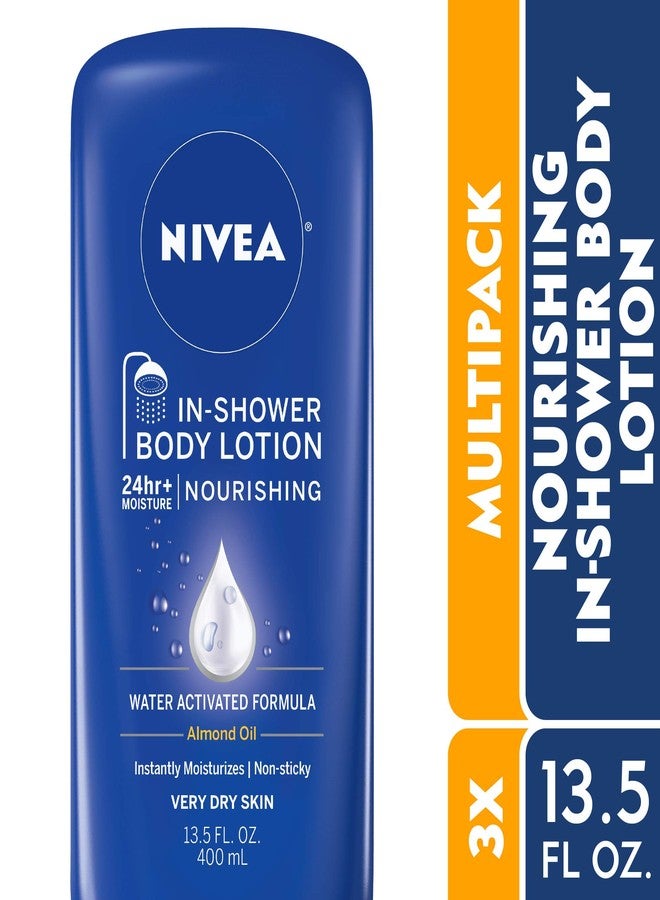 Nivea لوشن نيفيا المغذي في الحمام، لوشن للجسم للبشرة الجافة، زجاجة سعة 13.5 أونصة سائلة (عبوة من 3)  - Image 2