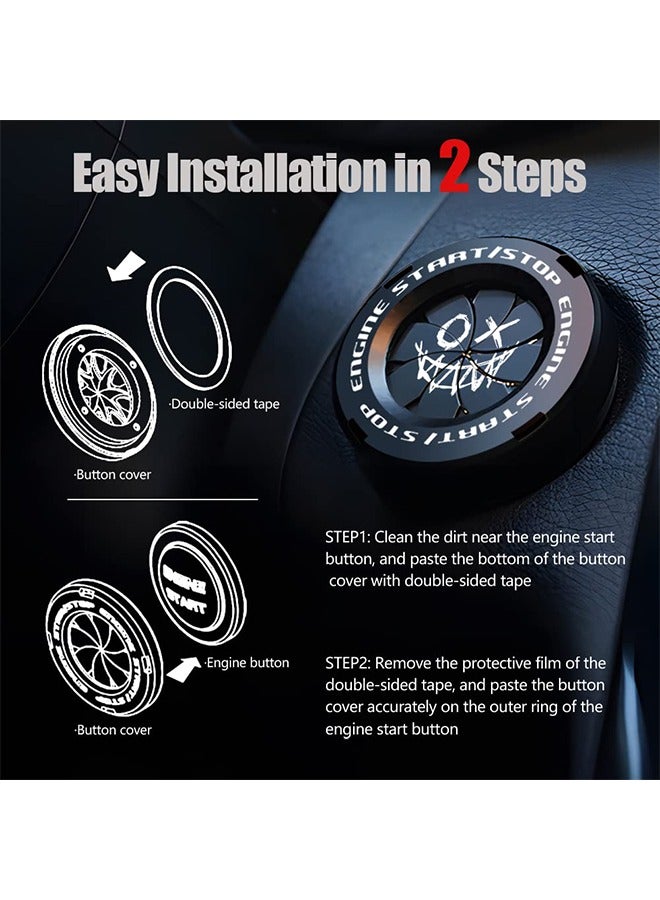 Generic Rotary Push Start Button Cover, Evil Smiley Car Accessories Engine Start Stop Button Cover, Car Stickers Interior Decor, Motorcycle Ignition Key Switch Cover, Black  - Image 5