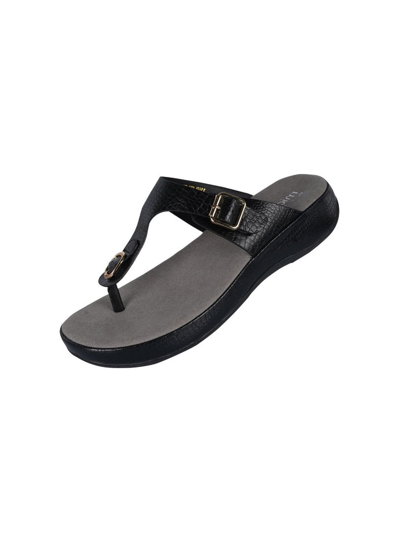 Michelle Morgan - Michelle Morgan Ladies Thong Low Heel Slip on Black 36 - Image 1