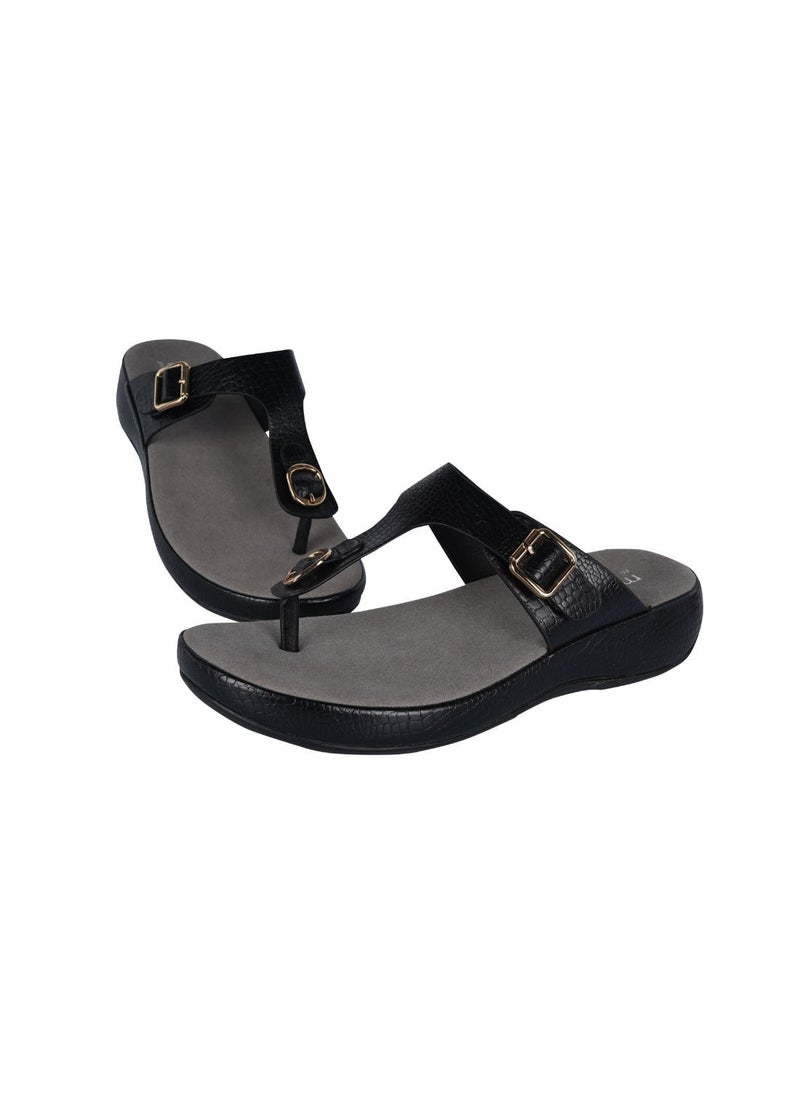 Michelle Morgan - Michelle Morgan Ladies Thong Low Heel Slip on Black 36 - Image 1