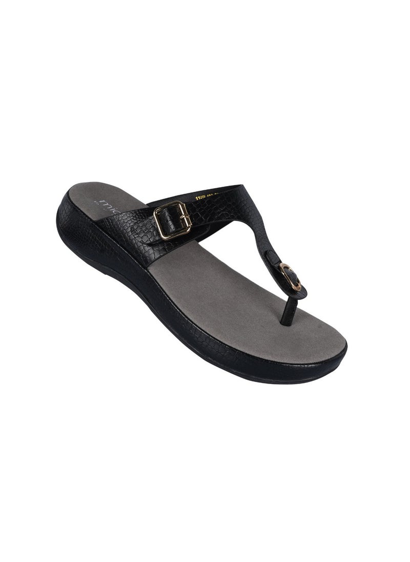Michelle Morgan - Michelle Morgan Ladies Thong Low Heel Slip on Black 36 - Image 1