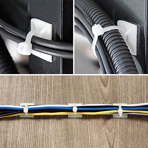 CZXNBI Strong Back-Glue Self Adhesive Cable Zip Tie Mounts Kit - 50 Set Cable Management Clips with 6" Zip Ties, Wire Holders - Outdoor Sticky Wire Organizer Clips-White - Image 5
