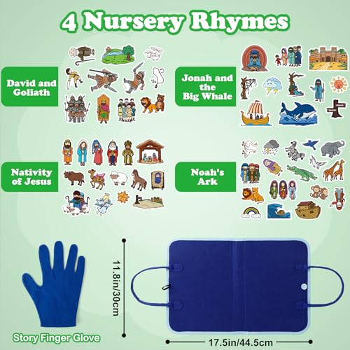 Aizweb Felt Board Bible Stories Set Flannel Board Stories for Preschool Learning ActivitiesBible Toys for Kids Noahs Ark David and Goliath Jonah and The Whale Jesus Nativity SetChristian Toys - Image 5
