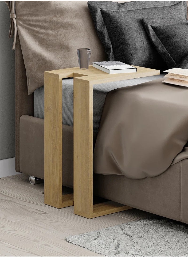 woodx Modern Compact C-Shaped Side Table – Light Oak Finish  - Image 2
